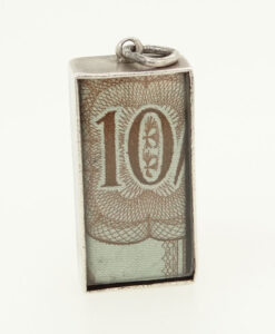 Vintage Sterling Silver Ten Shilling Note Charm by Georg Jensen
