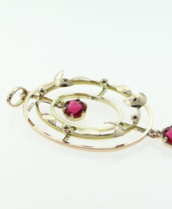 Antique c1900 9ct Yellow and Rose Gold Simulated Ruby Pendant