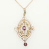 Antique Gold Almandine Garnet and Pearl Pendant with Chain