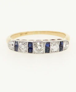 Antique Gold Diamond and Sapphire Boat Ring