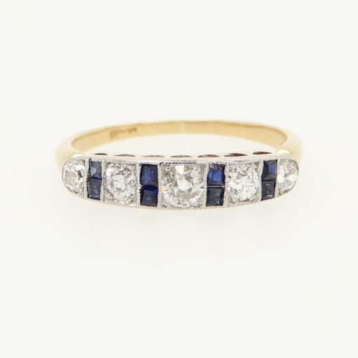 Antique Gold Diamond and Sapphire Boat Ring