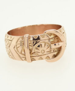 Antique 9ct Rose Gold Embossed Buckle Ring