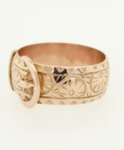 Antique 9ct Rose Gold Embossed Buckle Ring