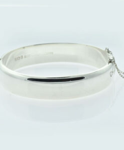 Vintage Sterling Silver Half Engraved Floral Bangle