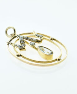 9ct Gold Aquamarine and Pearl Pendant c1900