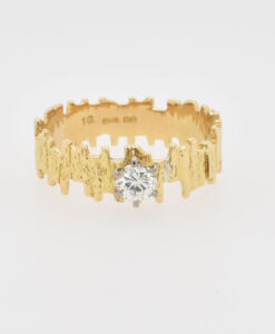 Brutalist 1960's 18ct Gold Diamond Solitaire Ring