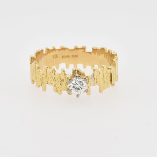 Brutalist 1960's 18ct Gold Diamond Solitaire Ring
