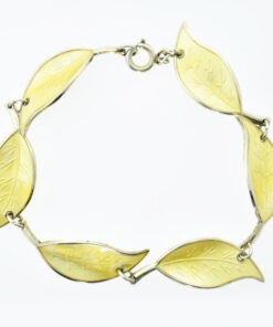 Norwegian Silver & Yellow Enamel Leaf Bracelet by David Andersen