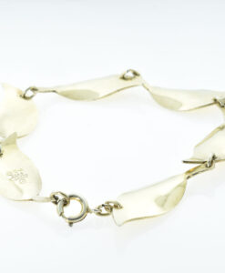 Norwegian Silver & Yellow Enamel Leaf Bracelet by David Andersen
