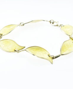 Norwegian Silver and Yellow Enamel Leaf Bracelet by David Andersen