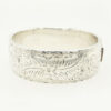 Vintage Half Engraved Wide Sterling Silver Bangle Dated 1961