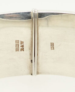 Vintage Half Engraved Wide Sterling Silver Bangle