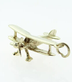 Vintage 9ct Gold Bi-Plane Charm