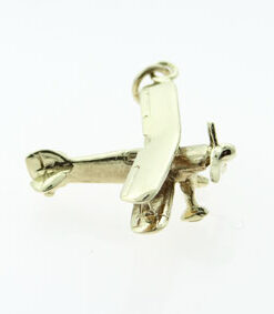 Vintage 9ct Gold Bi-Plane Charm