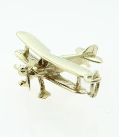 Vintage 9ct Gold Bi-Plane Charm