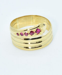 Antique 18ct Gold Ruby Snake Ring dated 1863