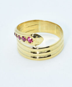 Antique Gold Ruby Snake Ring