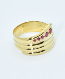 Antique Gold Ruby Snake Ring