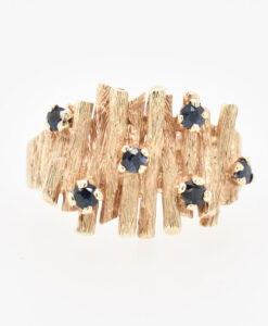 Brutalist 1960's 9ct Gold Sapphire Ring