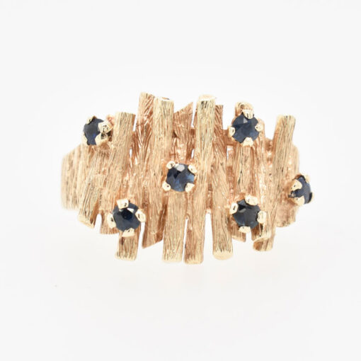 Brutalist 1960's 9ct Gold Sapphire Ring