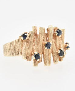 Brutalist 1960's 9ct Gold Sapphire Ring