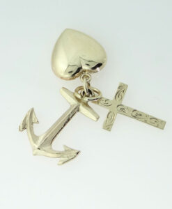 Georg Jensen Vintage 9ct Gold Faith, Hope & Charity Charm