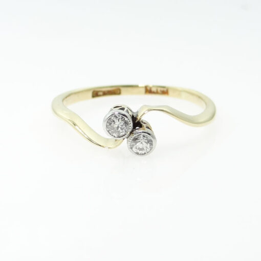 Antique 18ct Gold Two Stone Diamond Ring c1930