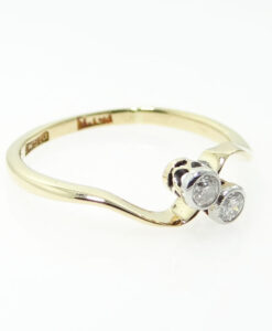 18ct Gold Two Stone Diamond Twist Ring