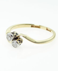 18ct Gold Two Stone Diamond Twist Ring