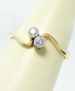 18ct Gold Two Stone Diamond Twist Ring