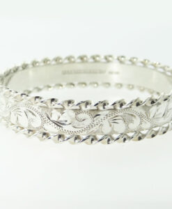 Vintage Sterling Silver Engraved Twisted Edge Bangle