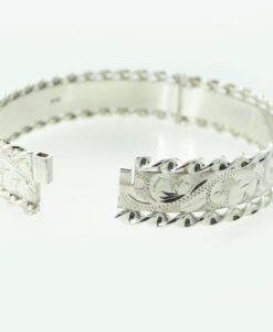 Sterling Silver Engraved Twisted Edge Bangle