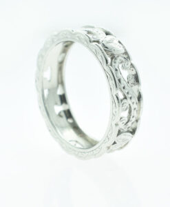 Vintage Platinum Heart and Swirl Band Ring