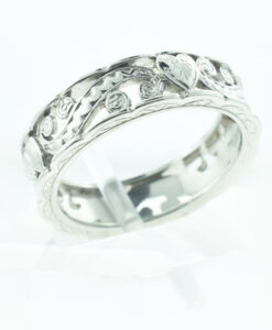 Vintage Platinum Heart and Swirl Band Ring