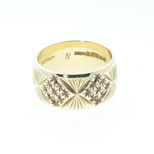 Vintage 9ct Gold Star Wedding Band Ring