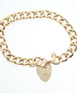 Half Engraved Antique 9ct Rose Gold Curb Link Bracelet