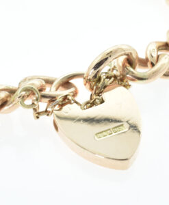 Half Engraved Antique 9ct Rose Gold Curb Link Bracelet
