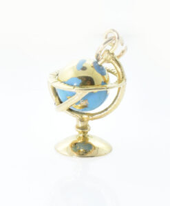 Vintage 9ct Gold Moving Globe Charm by Georg Jensen