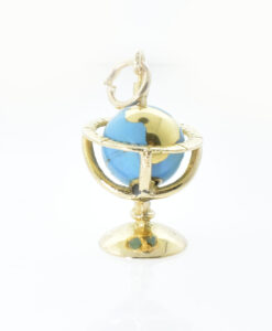 Vintage 9ct Gold Moving Globe Charm by Georg Jensen