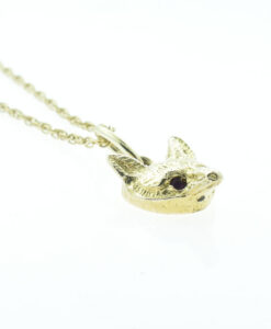 Vintage 9ct Gold Fox Pendant with Chain