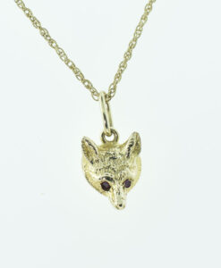 Vintage 9ct Gold Fox Pendant with Chain