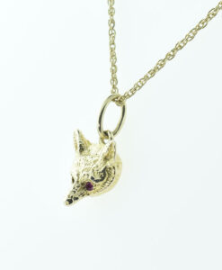9ct Gold Fox Pendant with Chain