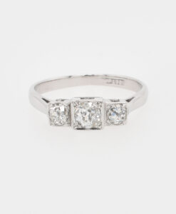 Vintage 18ct White Gold Three Stone Diamond Ring