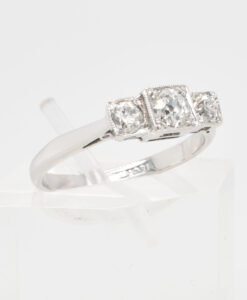 Vintage 18ct White Gold Three Stone Diamond Ring c1930