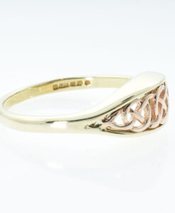 Cymru 9k Yellow & Rose Welsh Gold Celtic Weave Ring