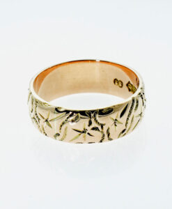 Antique 1917 9ct Rose Gold Embossed Band Ring
