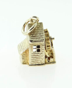 Vintage 9ct Gold Water Wheel Mill House Charm