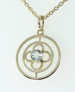 Antique 9ct Gold Aquamarine Pendant with Chain