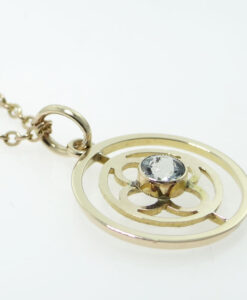 Antique 9ct Gold Aquamarine Pendant with Chain