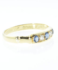 Antique Gold Diamond and Sapphire Ring